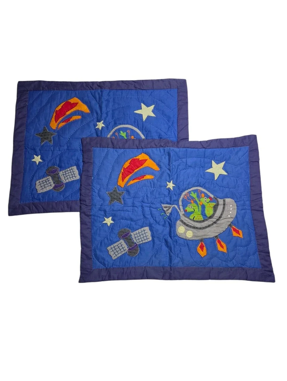 Laura Ashley Space Alien Applique Quilted Pillow Shams